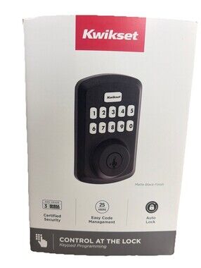Kwikset Powerbolt 250 Keypad Electronic Lock Matte Black Finish